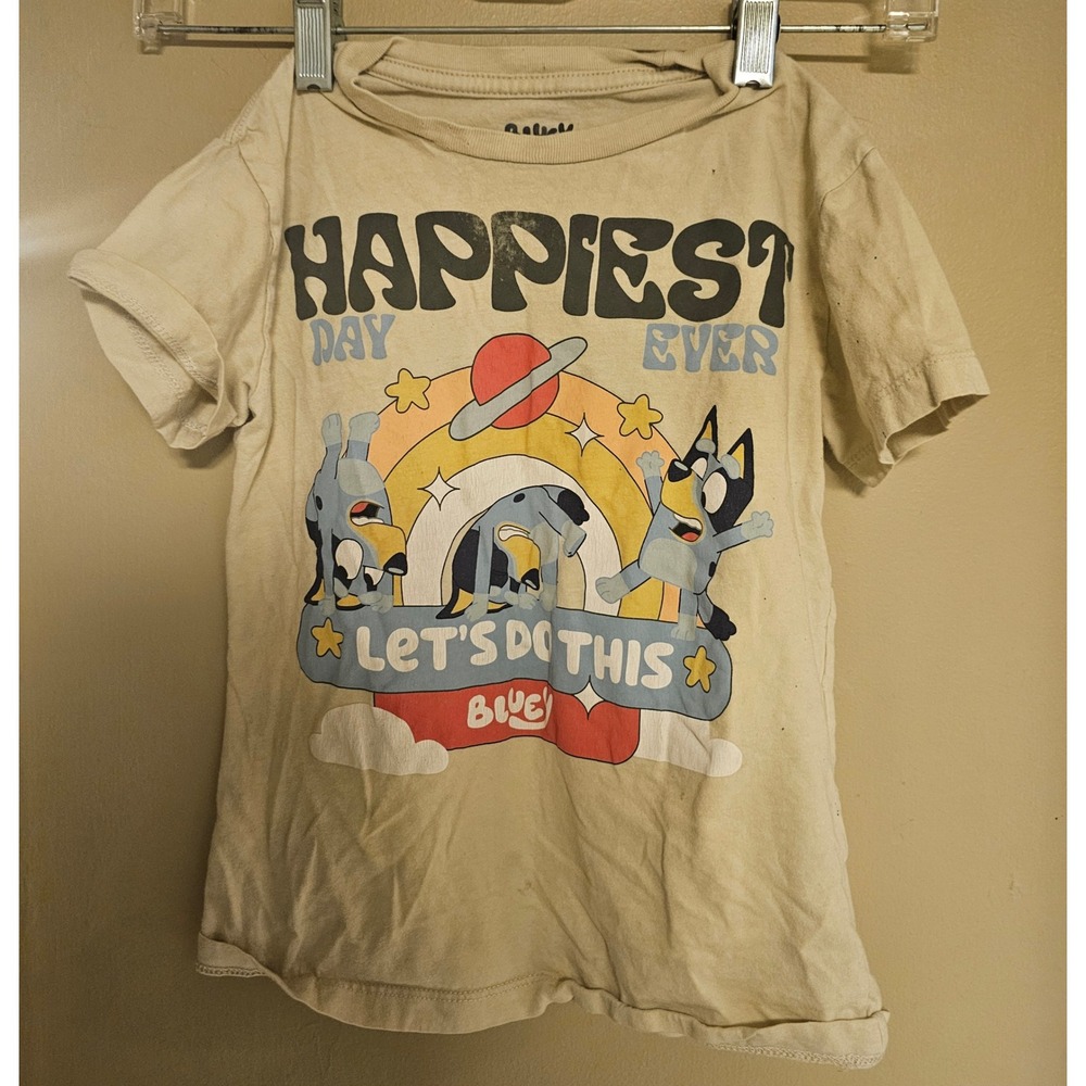 Bluey Happiest Day Ever Let's Do This Graphic T-Shirt Kids Size S